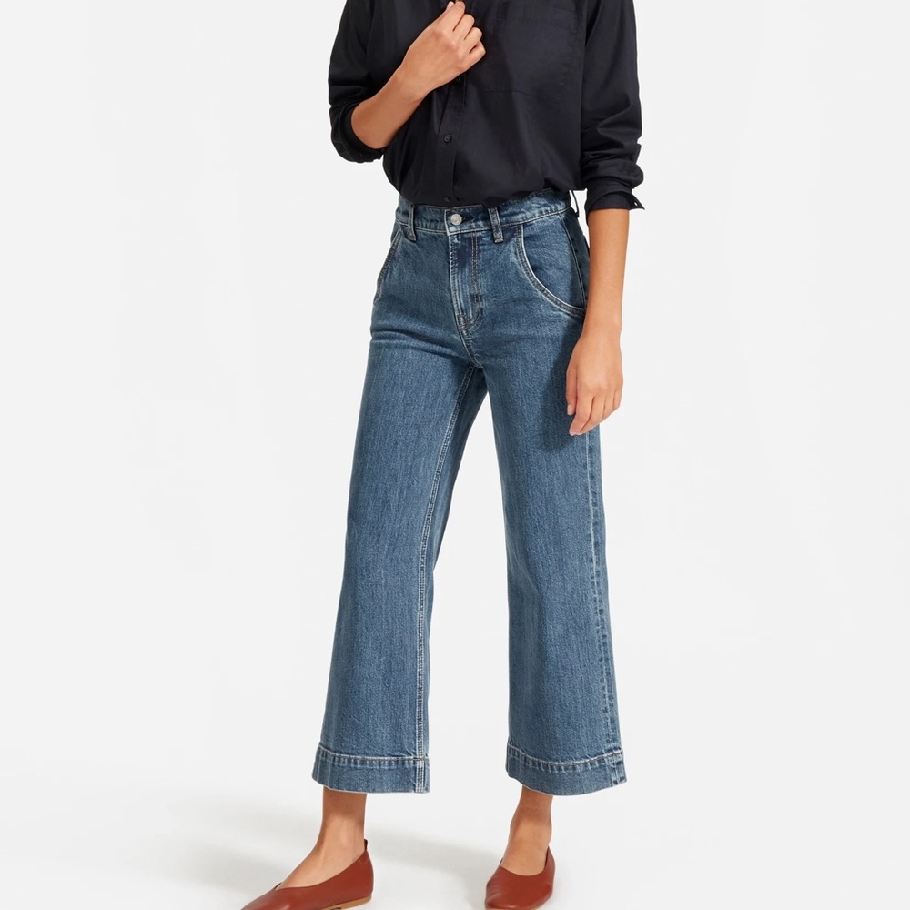 Everlane The Wide-Leg Jean Light Indigo Blue High Rise 29 Ankle